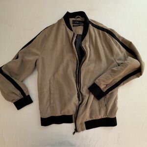 ZaraMen's Soft Suede Coffee color and Black Bomber Jacket